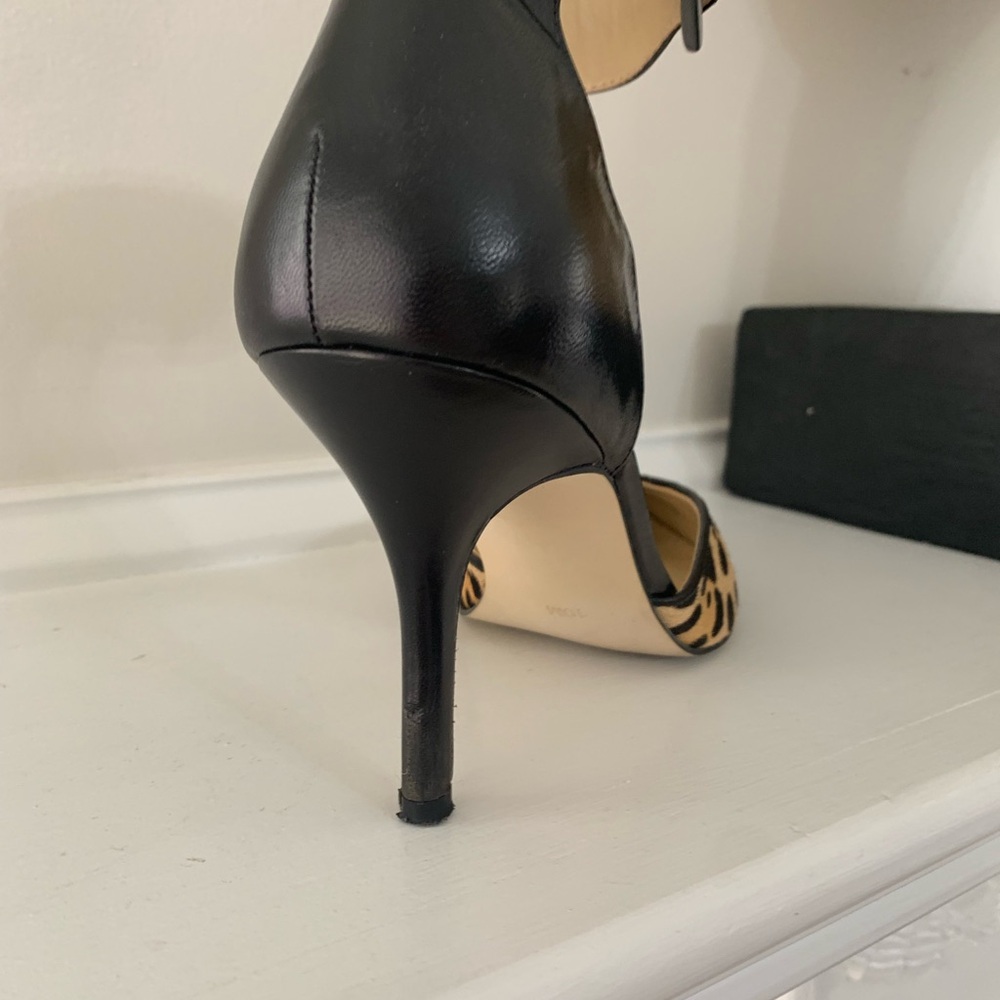 Audrey Brooke Brown and Black Leopard Print Heels with Ankle Strap - Picture 4 of 5